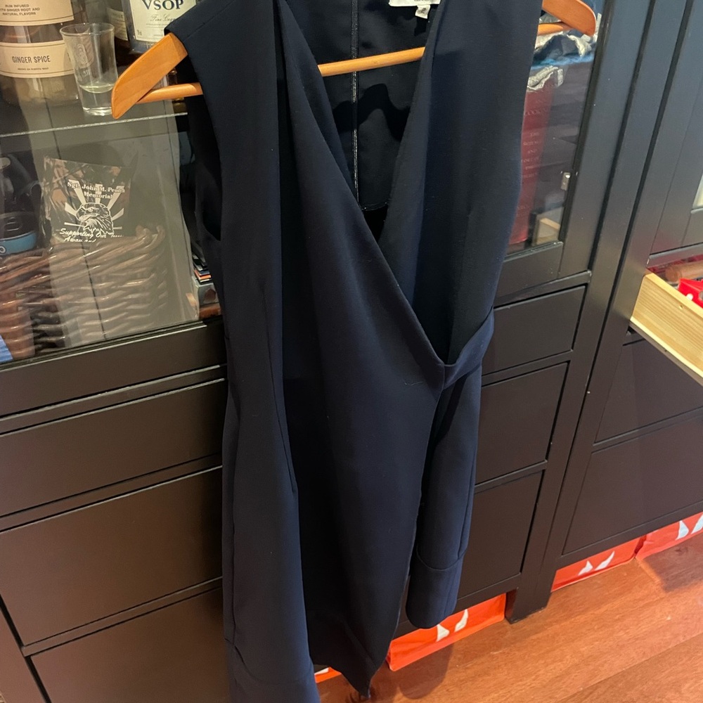 Of Mercer Navy Blue asymmetrical hemline dress with pockets